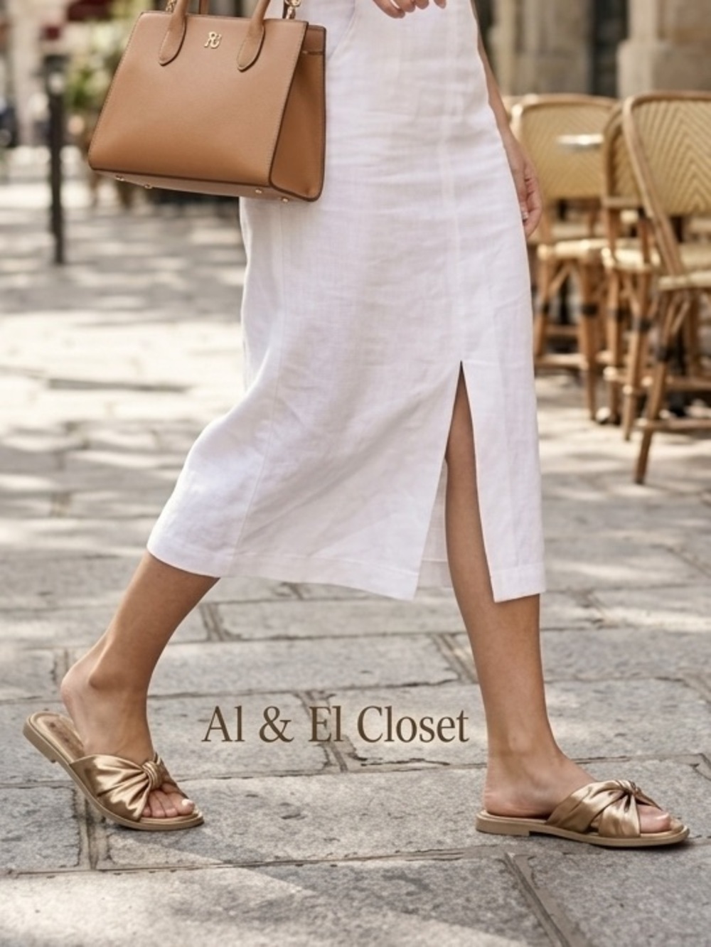Naked Feet Goa Bronze Metallic Bow Slip On Vegan Sandals Size 8.5 New With Box